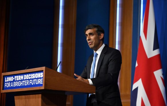 UK Prime Minister Rishi Sunak delivers a speech on net-zero commitments at 10 Downing Street on 20 September 2023.