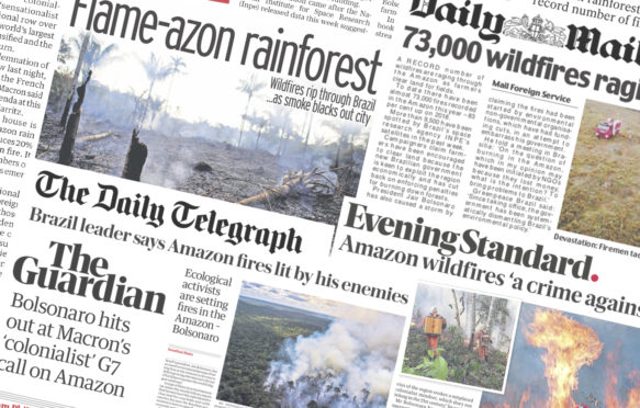 Amazon fires media reaction August 2019. Graphic: Carbon Brief.