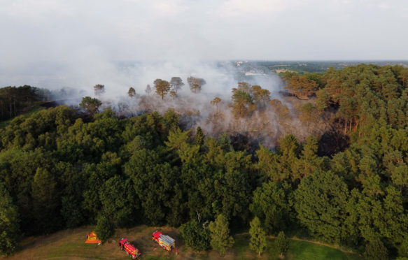 Firefighters respond to a large wildfire at the edge of Birmingham, UK during the July 2022 heatwave