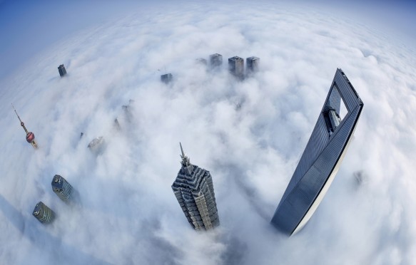 Shanghai's skyline in a sea of clouds
