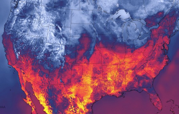 NOAA's latest weather model showing the surface temperature of the US in 2014