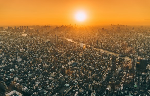 Sunset over Tokyo, Japan