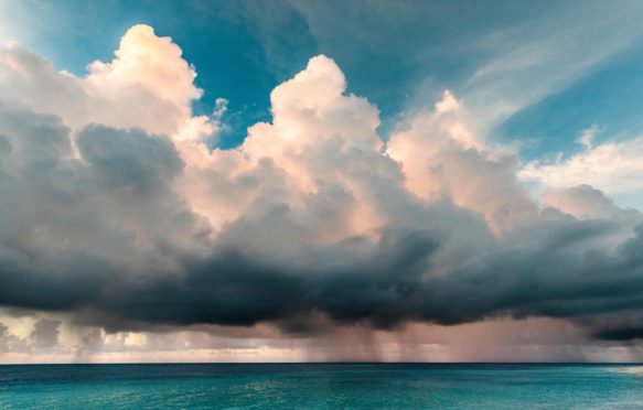 Tropical storm over the ocean Maldives